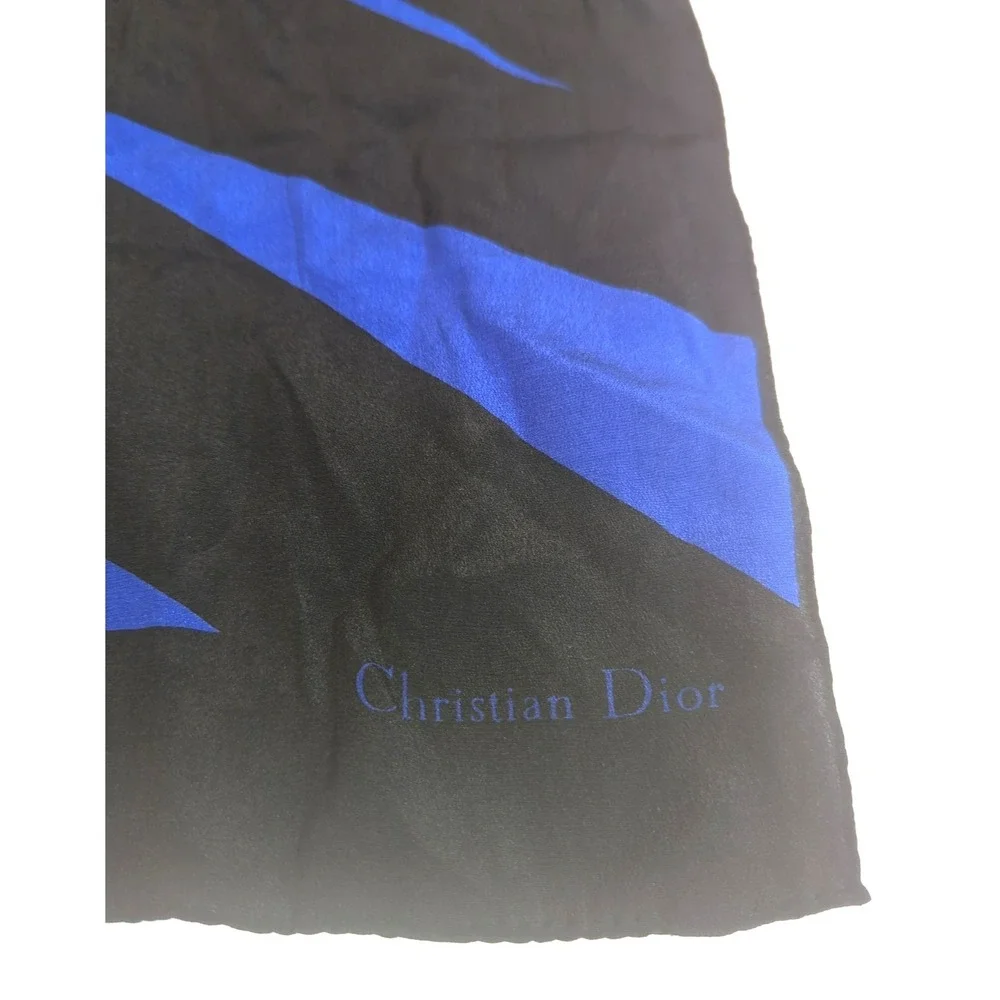 CHRISTIAN DIOR Women Silk Oblong Scarf 57/13 in Purple Black Timeless City Chic